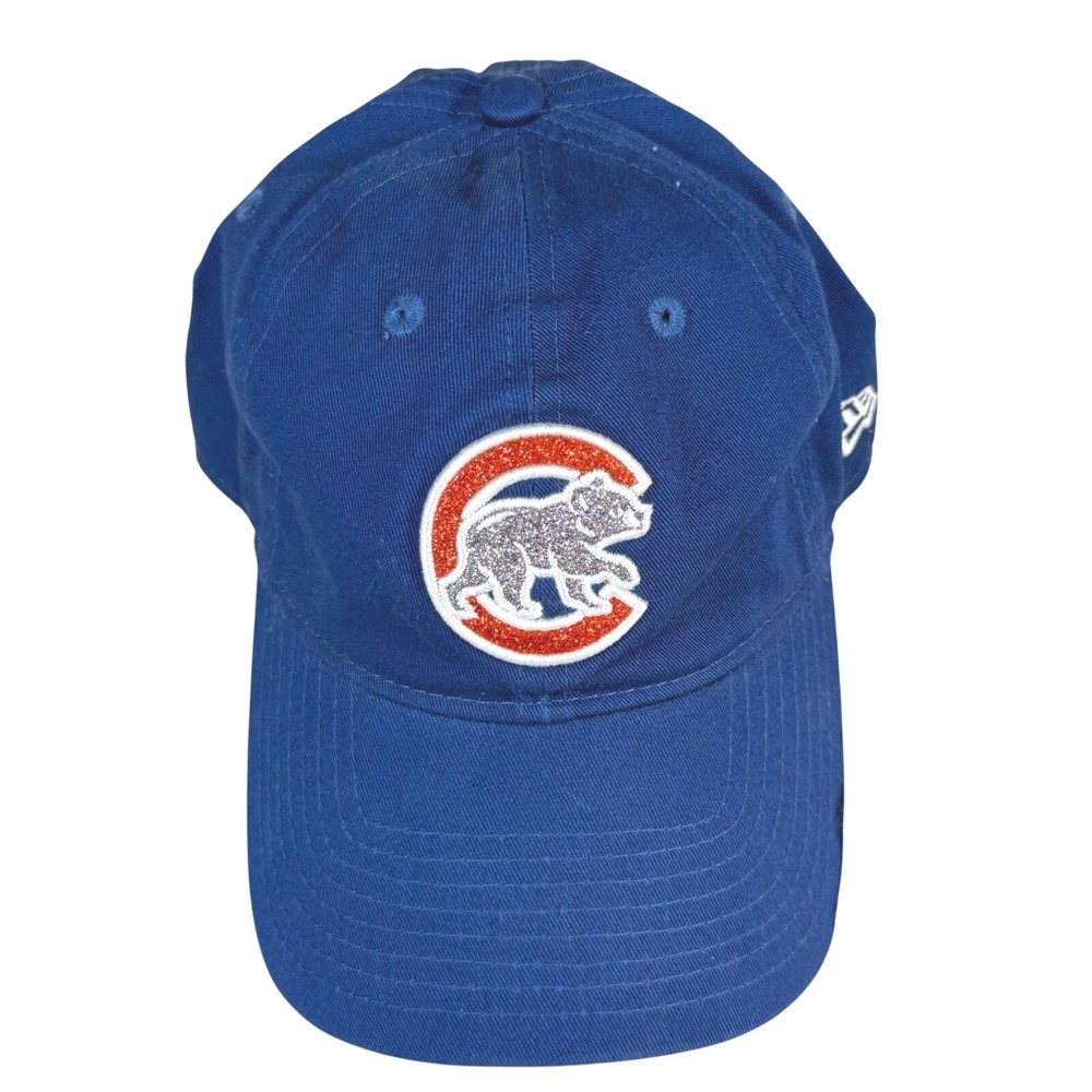New Era 9TWENTY Chicago Cubs Womens Adjustable Blue Glitter Logo Baseball Hat